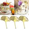 1PC/5PCS Ginkgo Leaf Cake Topper Cake Dessert Decor Acrylic Gold Ginkgo Leaves