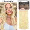 Invisible Wire Fish Line Hair Extensions with Long Synthetic Wavy Curly Hairpiece Adjustable Transparent for Women 22 Inch