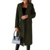 Women's Midi Long Wool Coat Double Breasted Trench Coat Classic Notch Lapel Peacoat Fall Winter Overcoat