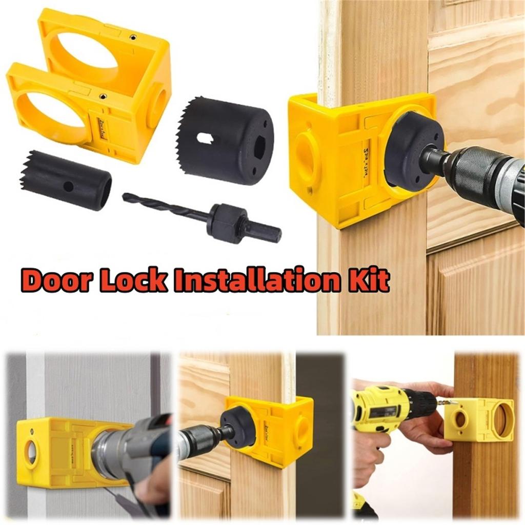 Kit d'installation de serrure de porte, ensemble d'outils de montage de serrure de porte en bois réglable pour l'installation de pêne dormant et de