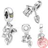 Special Pendant 925 Sterling Silver Watering Can & Trowel Dangle Charm Fit Fashion Bracelet Jewelry Gift