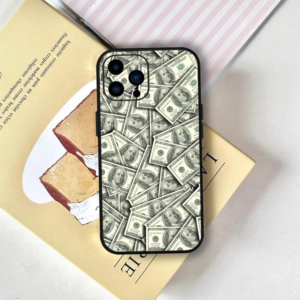 Чехол для телефона с дизайном долларовой банкноты FUNDA Для IPhone 12 11 13 14 15 16 Max Pro Plus Mini Мягкий силикон Черный чехол