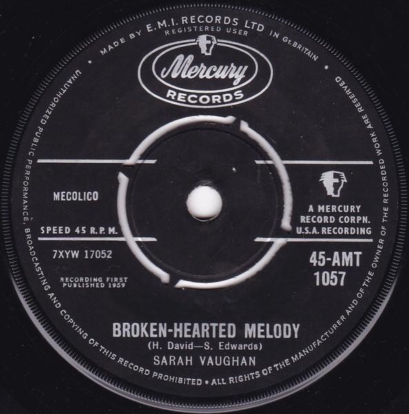 7-дюймовая пластинка SARAH VAUGHAN BrokenHearted Melody 45AMT1057 Mercury 1959 UK Pop Б/у