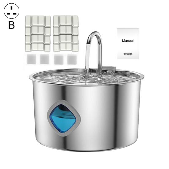 Dog Water Fountain 3.2L Stainless Steel Automatic Water Dispenser Pet Fountain with Water Level Window Quadruple Filtration Quiet Fountain for Cats