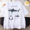 Great White Shark Anatomy T-Shirt New Summer Men Street Short Sleeve Hip Hop Punk Style Boy Casual Tops Oversize White Tees