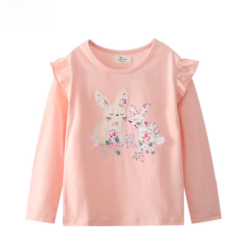 2025 Girls' Long Sleeve Embroidered T-shirt for Spring and Autumn