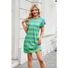 Женские новые весенне-летние полосатые свободные повседневные платья с короткими рукавами и завязкой на талии