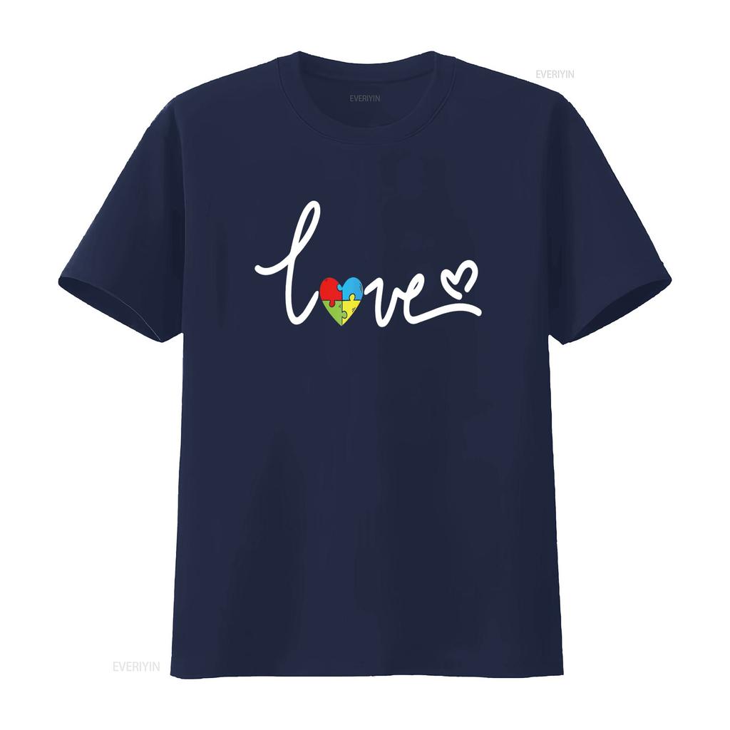 For T Shirt Autism Awareness Plus Size Black vintage Washed Versatile Comfortable Stretched fashion Top For Everyday Wear Soft