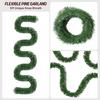 Christmas Green Garland 18FT Xmas Greenery Tinsel Stems Non-Lit Soft Twist Garland for Tree Stair Railing Front Door Mantle Fireplace Holiday Decor
