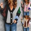 Women's Ladies Fashion Ladies Button Colorblock Loose Sweater Jacket Knit Cardigan Multicolor Cardigan Knitwear