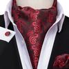 Mens Ascot Tie Set Paisley Cravats Red Black Blue Gold Pink Silk Vintage Scarf