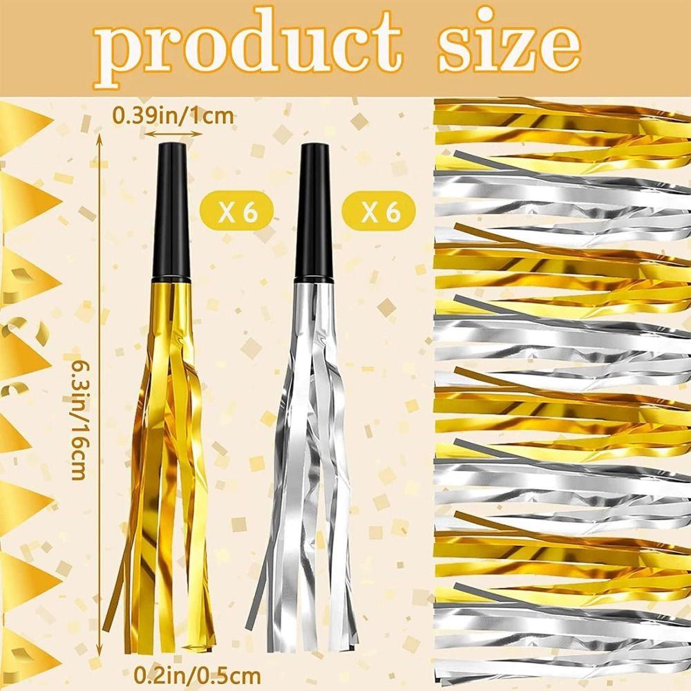 6Pcs Gold Silver Blowout Whistle Glitter Party Supplies New Years Party Blowers  Atmosphere Gifts