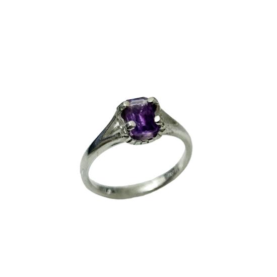Natural Amethyst Gemstone 925 Sterling Silver Designer Ring Size 4.5 US
