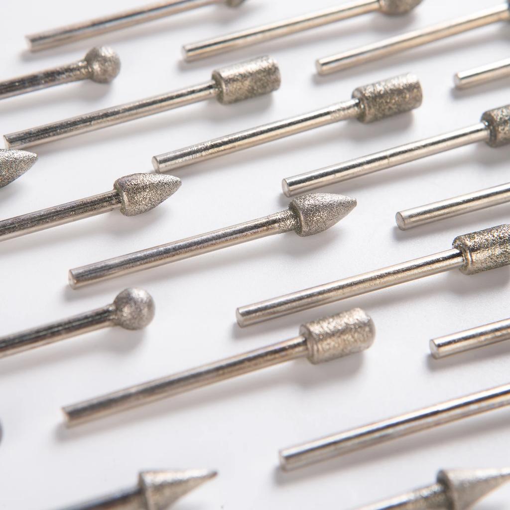 Набор из 20 алмазных фрез, вращающийся инструмент для резьбы по камню с хвостовиком 1/8 дюйма для камня, керамики, стекла, резьбы, полировки, гравировки