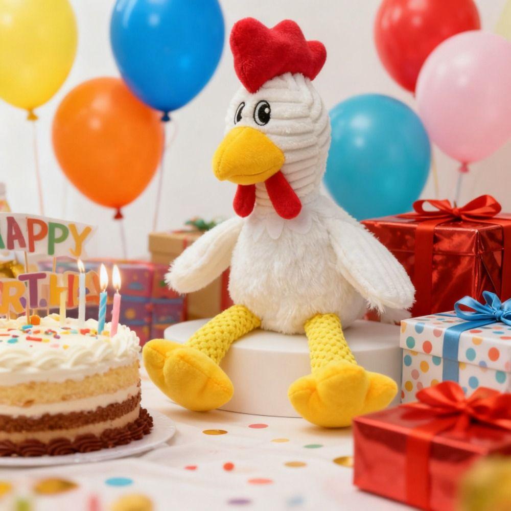 Мультяшный Петух Форма Пищащие Плюшевые Игрушки для Собак Устойчивые к Жеванию Игрушки в Виде Чучела Курицы для Собак Кошки