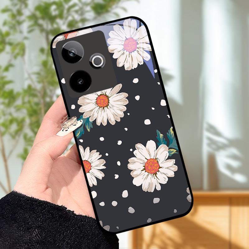 Для Realme GT7 5G Чехол Роскошный Чехол с Рисунком Закаленное Стекло Чехол для Телефона Для Realme GT 7 Fundas Жесткий PC Ударопрочный Корпус Бампер