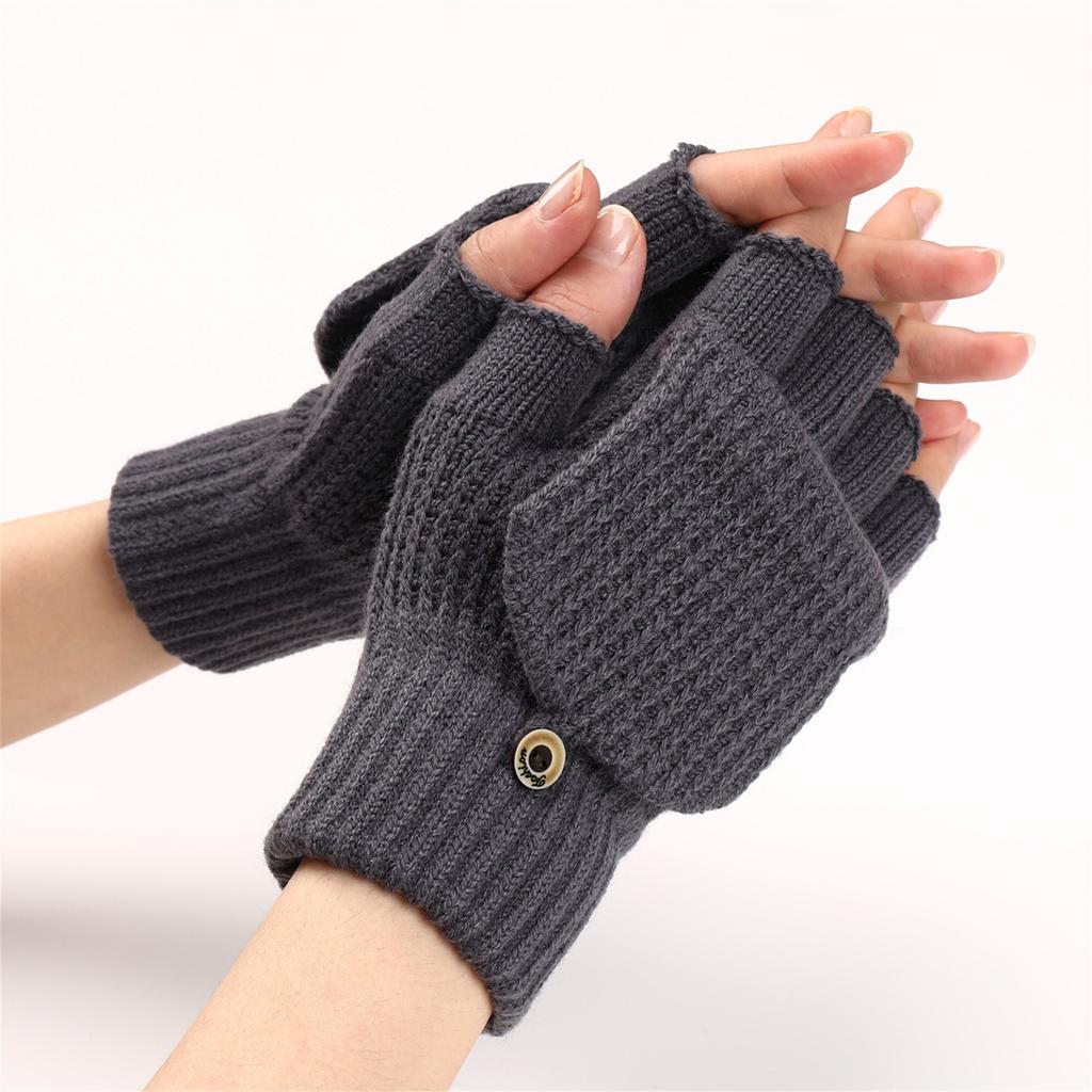 Перчатки шерстяные полосатые флип теплые полупальцевые мужские и женские студенческие пишущие перчатки с открытыми пальцами вязаные