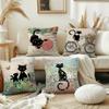 Черная кошка милая наволочка Подушка Чехол Декор Комната Дом Диван гостиная Офис Авто Нордическая Простота