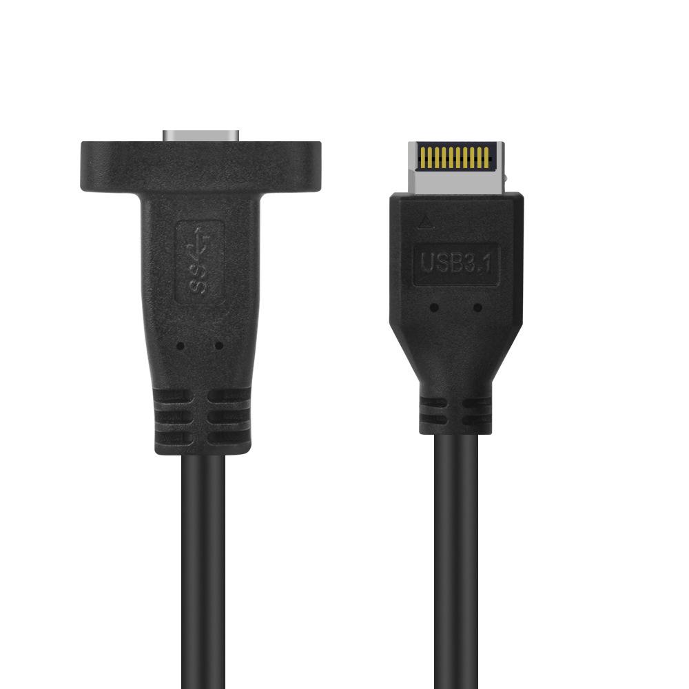 RGEEK 50cm USB 3.1 Front Panel Header Type-E To USB-C Type C Female Connector Extension Wire Cable +Panel Mount Screw