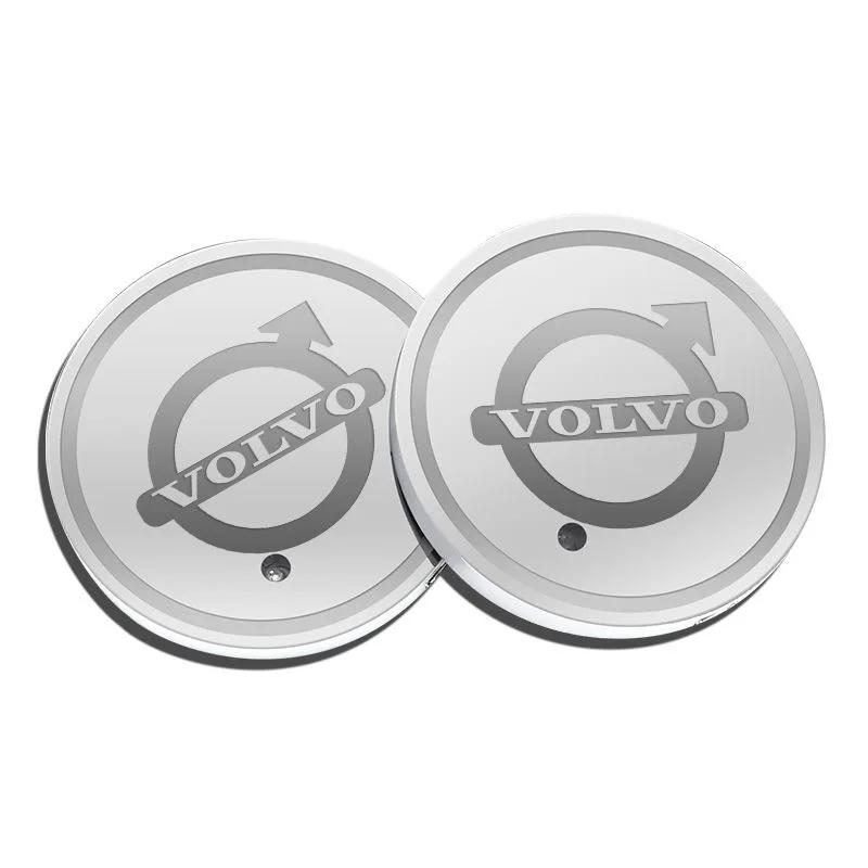 2 Pack Car Luminous Water Coaster Water Cup Anti-Slip Mat Accessories Suitable for Volvo XC60 V50 V40 XC90 S60 S40 S80l V90 V60