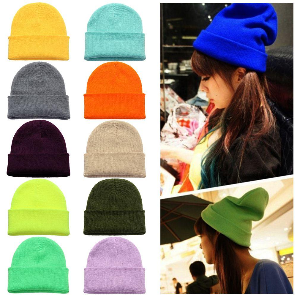New Solid Cute Woman/Men Knitted Beanies Female Beanie Caps Winter Autumn Hats Warmer Bonnet