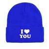 White "I LOVE YOU" Warm Knitted Cap Beanie, Valentine's Day Skull Cap Lightweight Candy Color Simple Headwear Knit Hat Beanie
