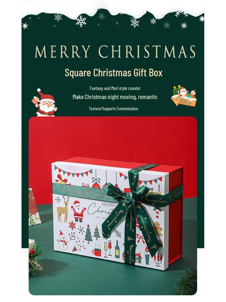 Red Santa Claus Christmas Gift Box with Lid for Scarf and Gloves
