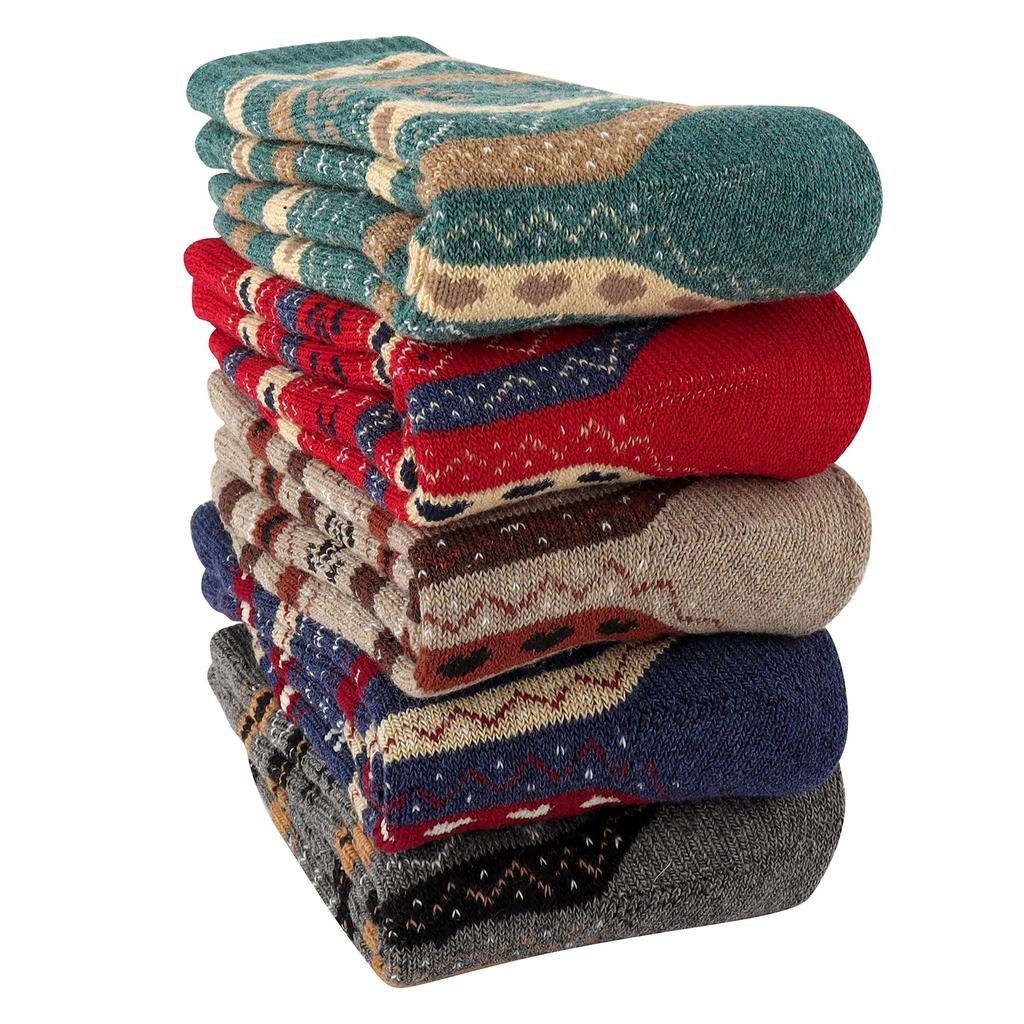 5 пар ультратеплых женских флисовых термоносков, мягкие дышащие трикотажные полосатые носки