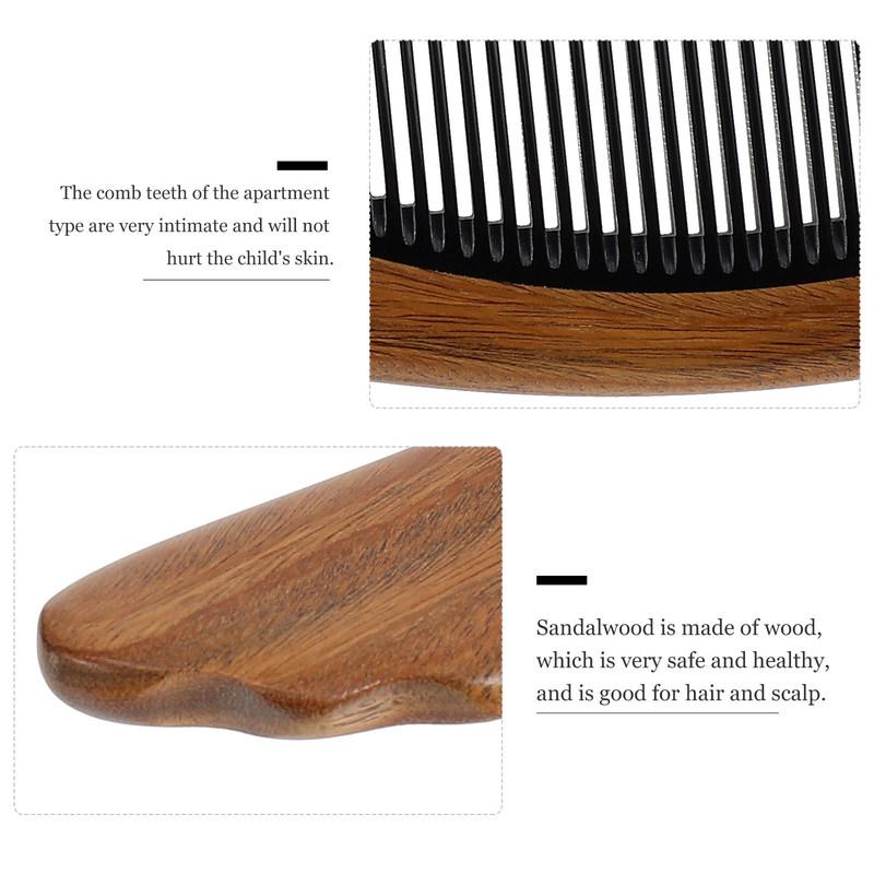 1Pcs Small Sandalwood Comb Green Children Comb Safe Wooden Hairbrush Smooth Handle Hair Care Scalp Massage Hair Loss Prevention