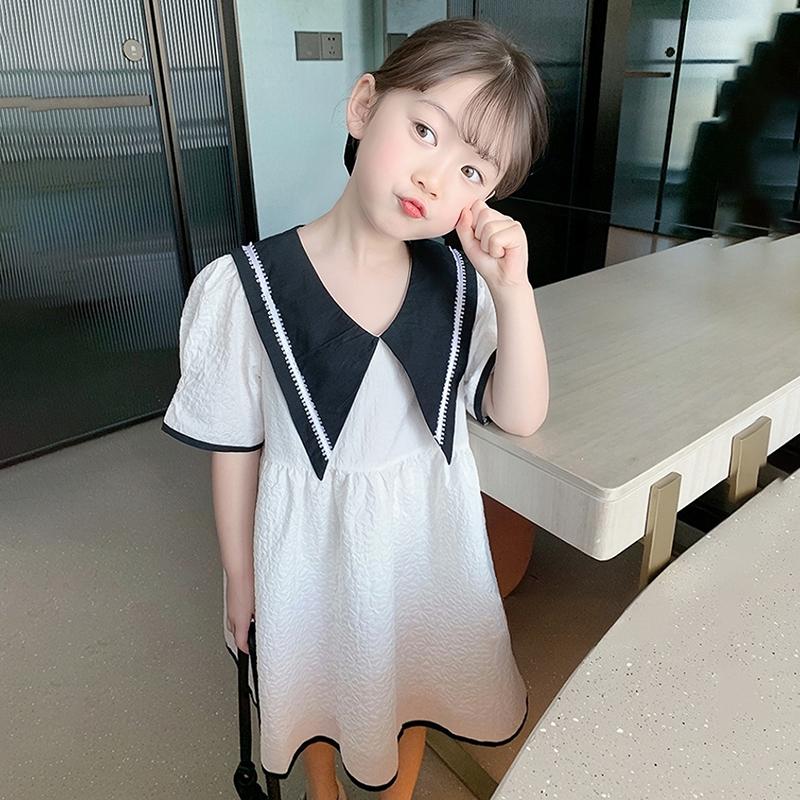 Летнее однотонное платье для девочек, платье принцессы, дизайн контрастного цвета