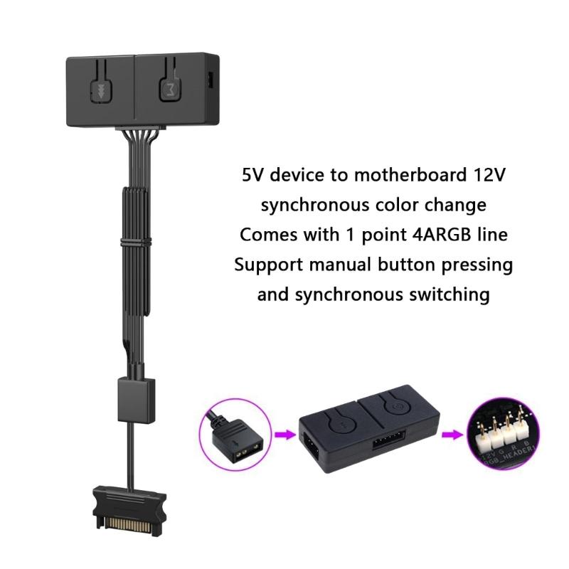 5V 3-контактный ARGB Конвертер 5V в 12V ARGB Передача 3-контактный в 4-контактный ARGB Адаптер-разветвитель для вентилятора с ARGB подсветкой