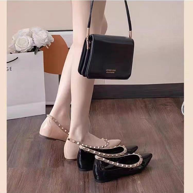 Liuding туфли-лодочки женские туфли женская мода мелкий вырез мягкая подошва маленький ароматный ветер заклепка острый носок женская обувь женские новые модели