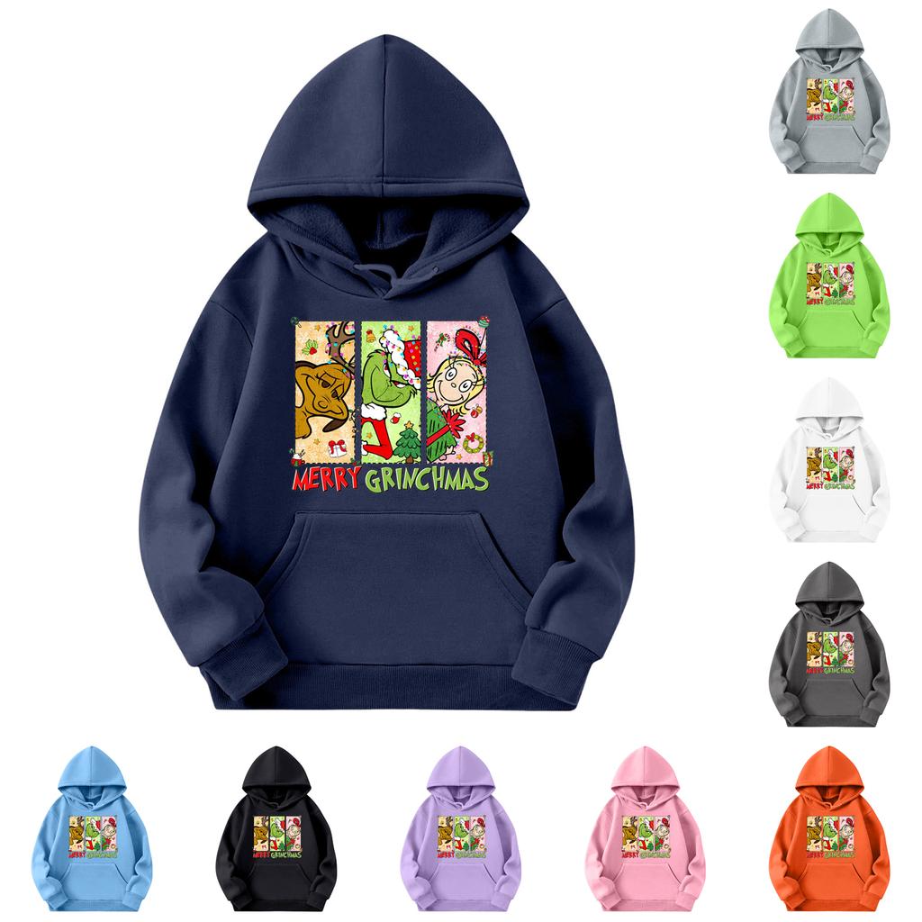 Child Fashion Lightweight Long Sleeve Pullover With Pockets Print Hoodie