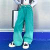Модные широкие брюки ярких цветов для девочек, детская одежда, весенне-осенняя хлопковая уличная одежда для подростков, брюки