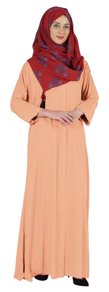 Bimba Islamic Clothes For Women Long Prayer Robe Maxi W Printed Hijab Rayon Abaya Front Button Muslim