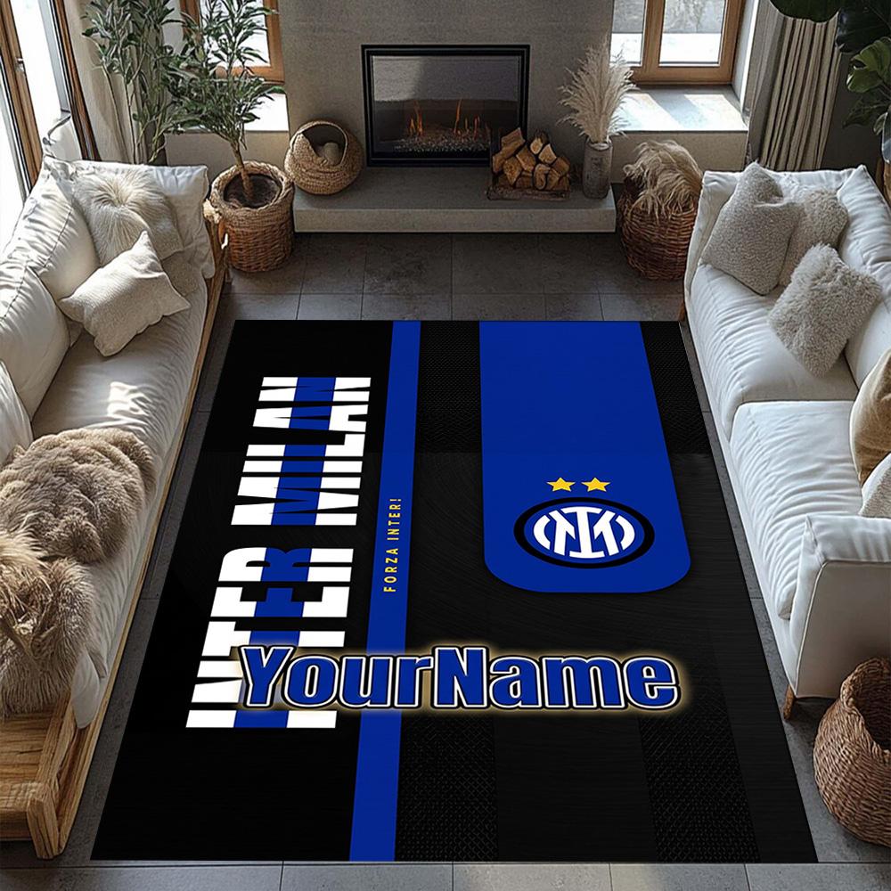 Inter Milan Personalized Name Carpet Perfect for Study room Game Room Dormitory Balcony Antislip Carpet Anime Office Decor