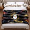 Pittsburgh Steelers Printed Flannel Blanket Custom Name Text Soft Warm Throw For Bedroom Holiday Gift