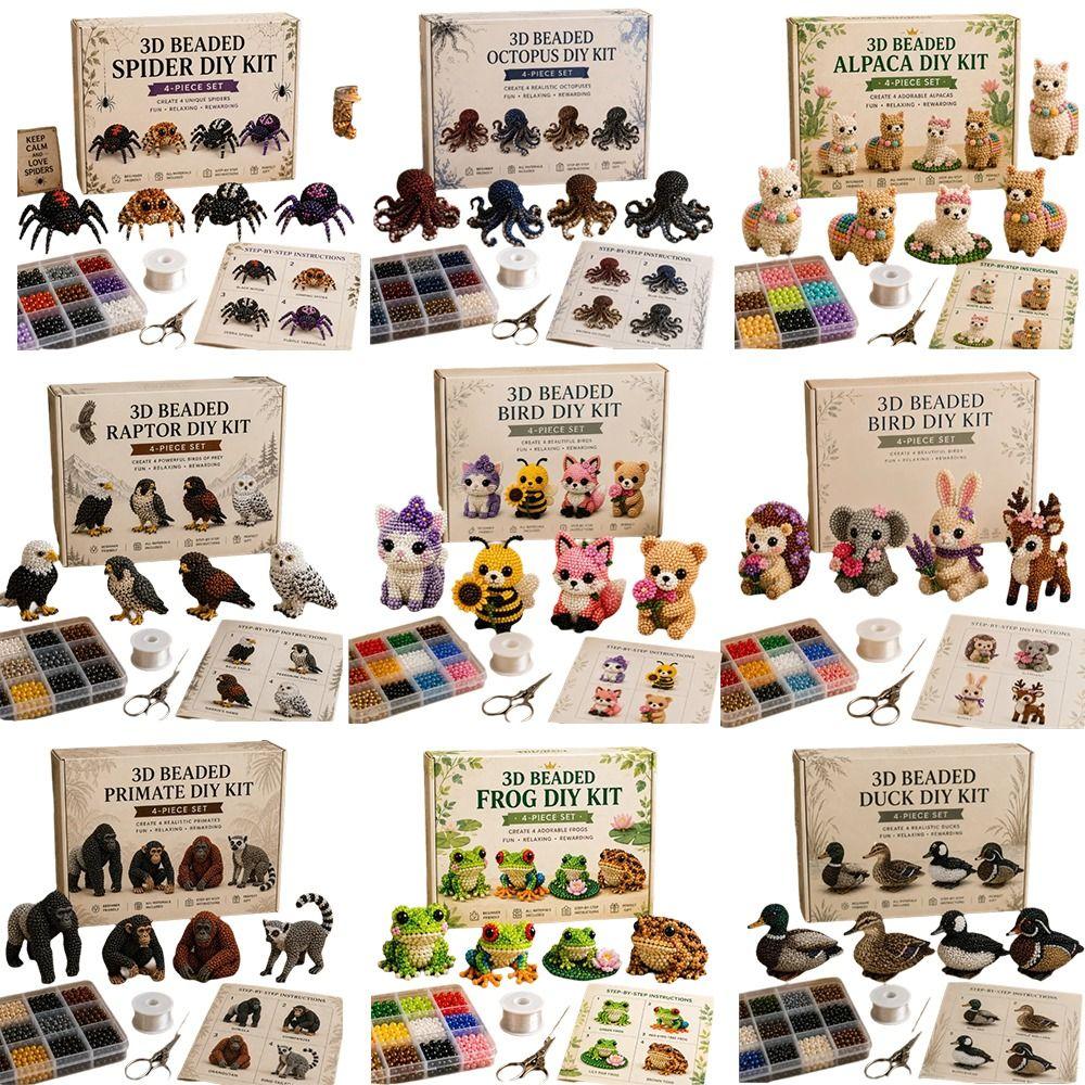 Beginner Friendly 3D Beaded Animal DIY Kit Plastic Beads Handmade Craft Kit Craft Making