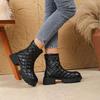 Martin Boots Women's Autumn and Winter New Foam Thick-soled Down Rhombus Cotton Shoes Thin Cigarette Tube Short Boots