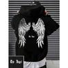 Angel Wings Printed Men's Hoodie O Collar All Match Loose Sweatshirt Fashion Basic Daily Comfort Hoodie Fall Wear