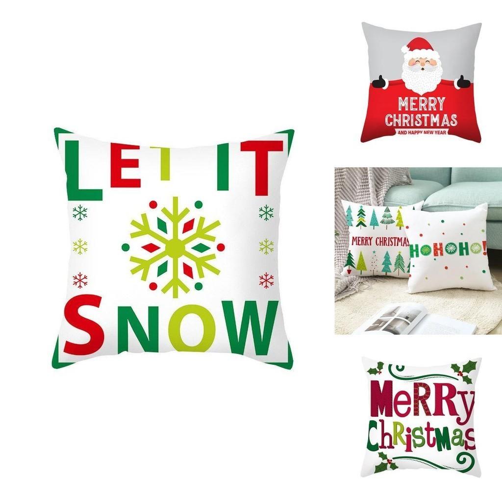 Праздничная 18-дюймовая наволочка для подушки «Счастливого Рождества», демонстрирующая радостный мотив Санта-Клауса