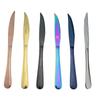 6pcs Matte Colorful Stainless Steel Satin Finish Cutlery Set Rainbow Rose Sharp Dinner Steak Knife Dinnerware Set Table Knives Silverware Set