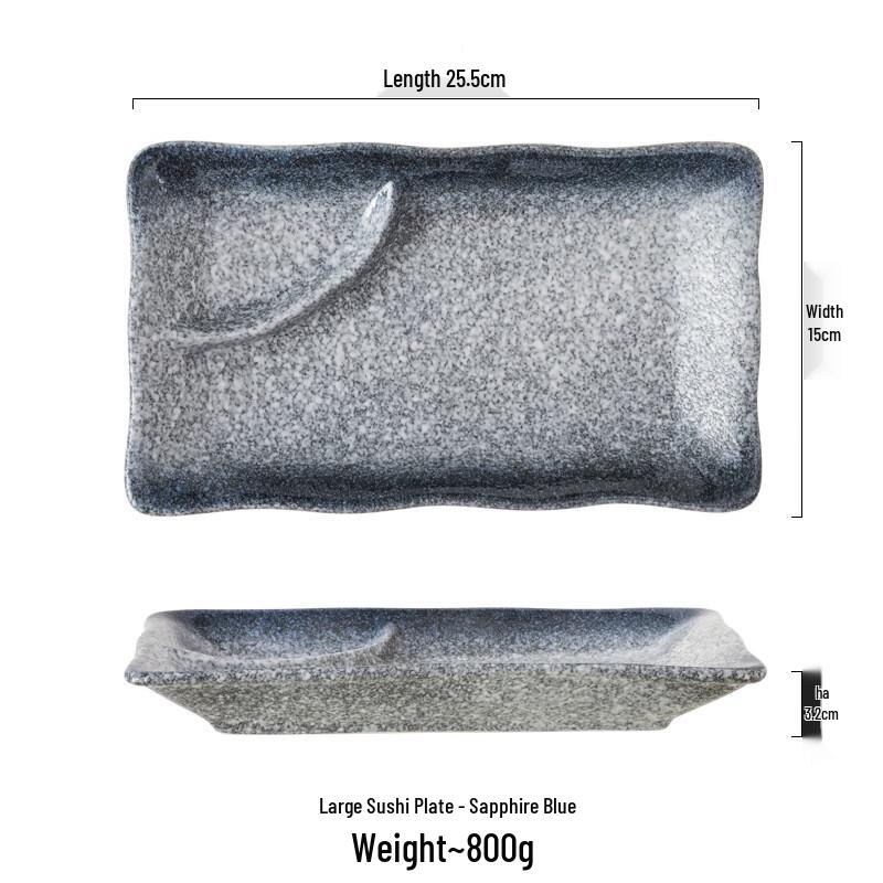 ZISIZ Retro Ceramic Dumpling & Sushi Plate with Sauce Dish