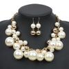 Преувеличенное искусственное жемчужное ожерелье для женщин, модное элегантное ожерелье с цепочкой на ключицу в винтажном стиле с серьгами