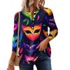 Женская модная свободная повседневная блузка с длинным рукавом и карнавальным принтом