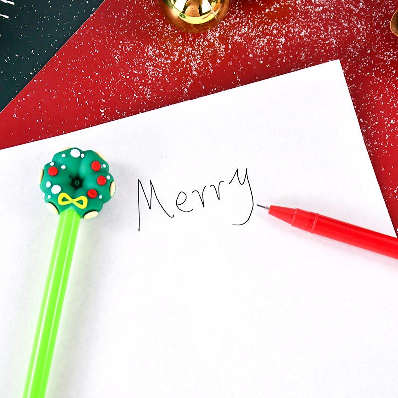 10/20Pcs Cartoon Christmas Pens Gel Ink Roller Ball Pen 2025 New Year Kids Gift Birthday Party Favors School Stationary Prize