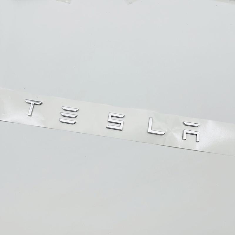 mghxj4 3D ABS Letters Tesla Logo Carbon Chrome Black Red Badge Car Rear Trunk Stickers For Tesla Model 3 Y X S Back Decals Accessories