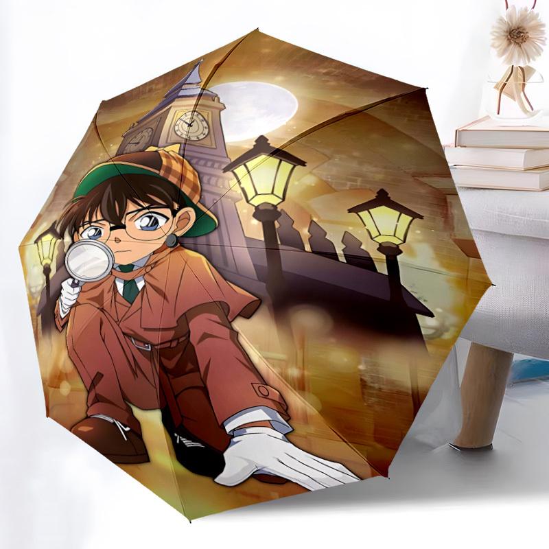 1PC Detective Conan Automatic Folding Umbrella, Automatic Folding Umbrella with 8 Ribs, Convenient for Outdoor Use  017