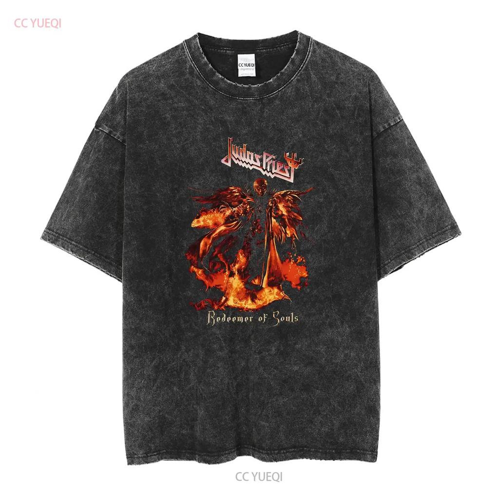 Judas priest redeemer of souls tour cp w Футболка винтажная Стирка Хлопок Дышащая Слегка Топ Для Повседневной Носки Унисекс Универсальный