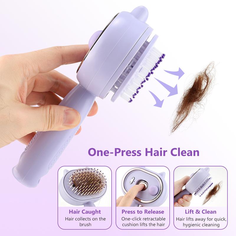 Spray Comb with LED Light 3-in-1 Nano Mist Hair Brush Silicone Massage Comb, Detangling Travel Comb Water Spray Dry Hair Care